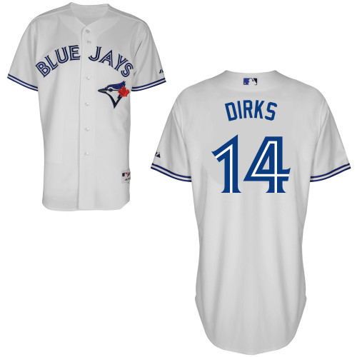 Andy Dirks #14 MLB Jersey-Toronto Blue Jays Men's Authentic Home White Cool Base Baseball Jersey